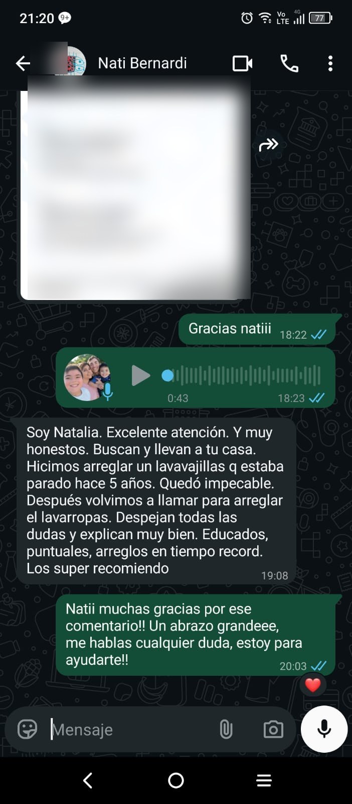 Testimonio real de cliente Natalia Bernardi - Fix Home Soluciones Córdoba